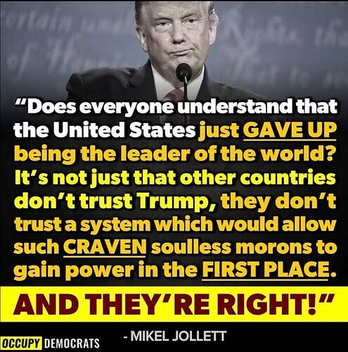 US IS NO LONGER LEADER OF THE FREE WORLD