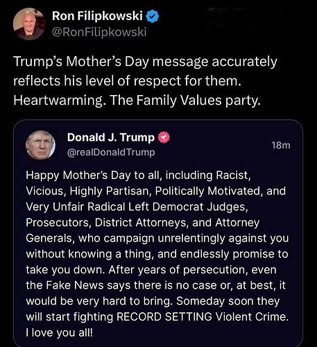 TRUMP'S SICK MOTHERS DAY GREETING