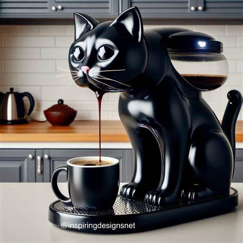 Drooling cat coffee maker